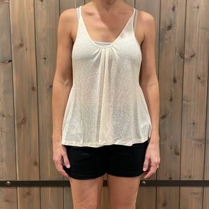 Free People Intimately Cream Ribbed T Back Swing Shirt, Sz Small
